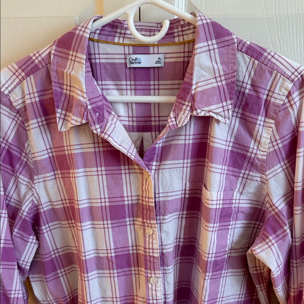 Pink Plaid Button-Up Shirt - Picture 3 of 5